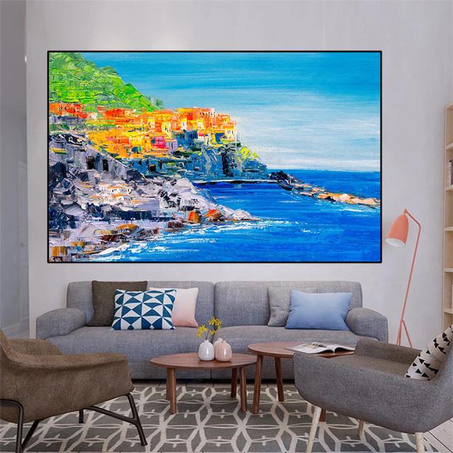 Tropical Paradise Island Beach Oil Canvas Painting Landscape Posters and Prints Wall Art Picture Living Room Home Decor No Frame