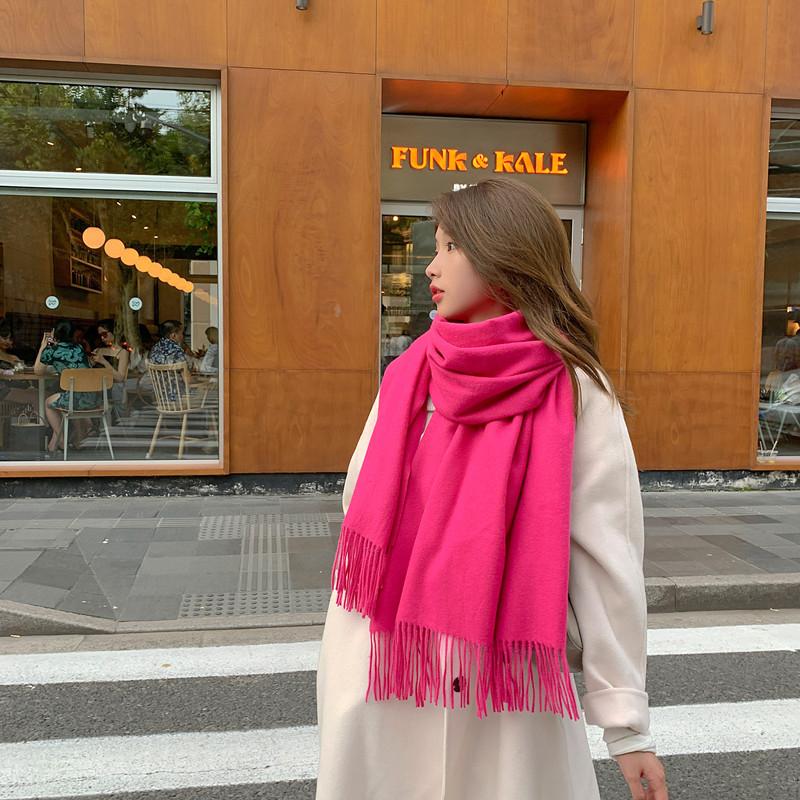 Женский толстый теплый однотонный шарф осень-зима новый стиль кашемировый шарф универсальный шерстяной шарф