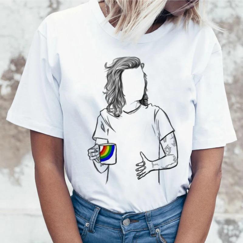 Модная футболка Harry Styles, женская футболка с надписью Harajuku Ullzang, 90-х, для людей с детством