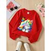 European sizes Girls' Soft Crewneck Sweatshirt Rainbow Cat Butterfly Print, Casual for Fall Winter, Ideal Holiday Present.