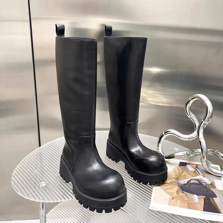 Мода НОВЫЕ Роскошные Ретро Стиль Сапоги до колена Женская Мода Женские Слипоны Рыцарские Длинные Сапоги Осень Зима Женская Обувь