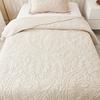 1-Piece 100% Cotton Twin Quilt Set Embroidered Quilted Bedding Bedspread Natural Beige Freight Free Nap Blanket Plaid