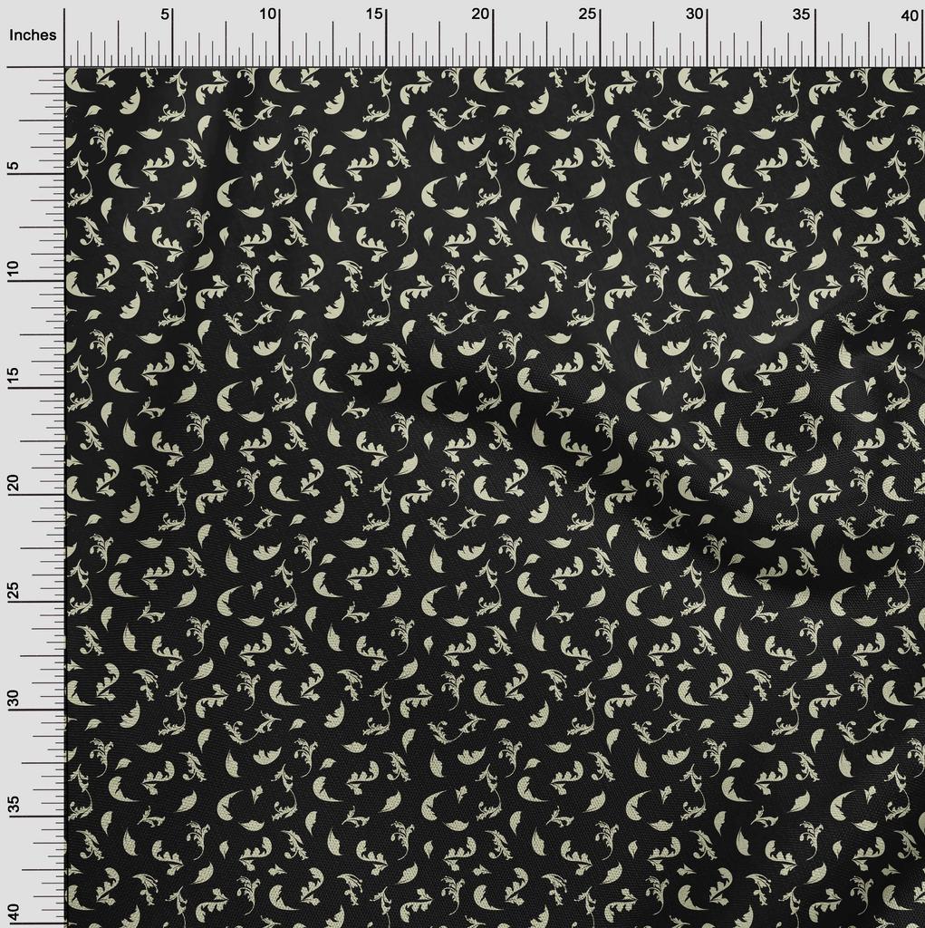 oneOone Cotton Flex Black Fabric Damask Sewing Fabric By The Yard Printed Diy Clothing Sewing Supplies 40 Inch