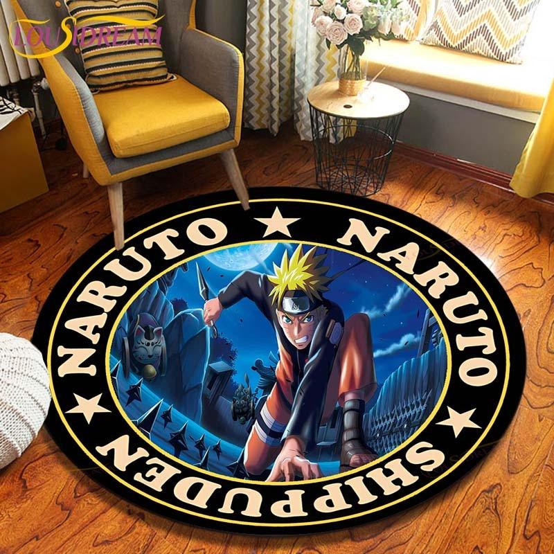 Круглый ковер в стиле аниме «Наруто», напольный коврик для спальни, фланелевый ковер с животными, противоскользящий детский игровой коврик, декоративные коврики для детской комнаты