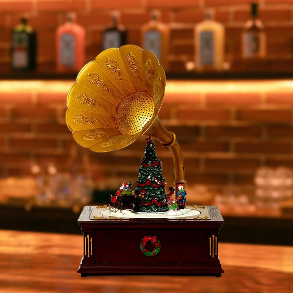 Светящаяся рождественская музыкальная шкатулка, украшение, игрушка, портативная, декоративная, светящаяся, вращающаяся, музыкальная для
