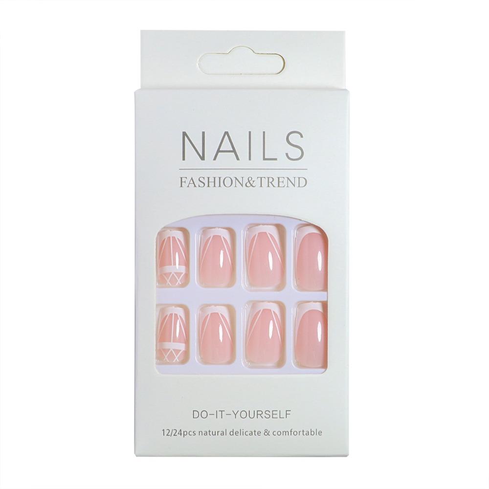 Французские накладные ногти средней длины накладные ногти модные накладные ногти для девочек