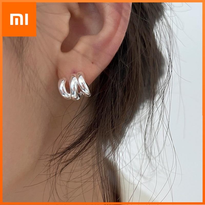 Xiaomi 925 Sterling Silver Vintage Gold Cross Lines Earrings For Women Trendy Earring Jewelry Prevent Allergy Party Accessories G