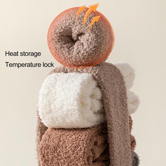 1 пара женских зимних носков Tihick Plush выше колена, нескользящие коралловые флиса однотонные теплые утолщенные чулки, теплые носки для разных случаев