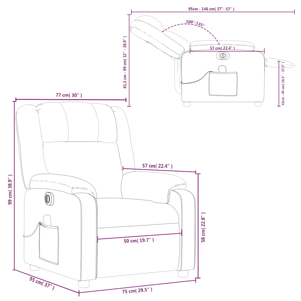 Electric Massage Chair Brown Fabric