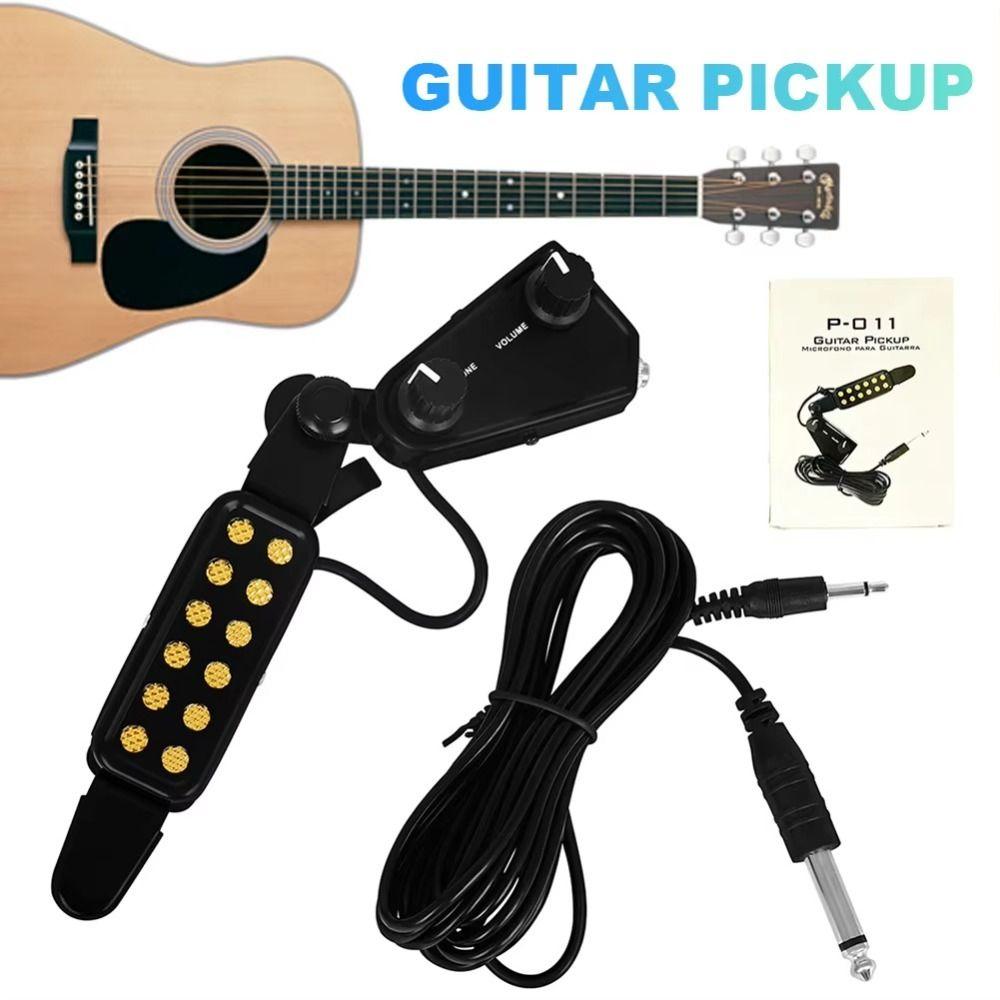 12-hole Sound Hole Pickup Volume Adjustable Guitar Transducer Professional Acoustic Guitar Pickup