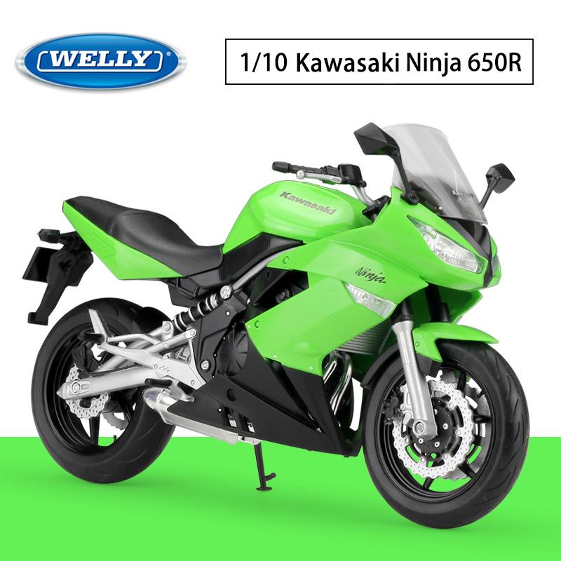Welly 1:10 Scale Kawasaki Ninja 650R Alloy Motorcycle Model Diecasts Metal Toy Vehicles Motorcycle Model High Simulation Collection Childrens Gifts