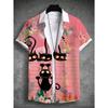 Men's Shirts Art Cat Graphic 3D Print Simple Shirts 2025 Summer Short Sleeved Tops Streetwear Loose Casual Hawaiian Shirt
