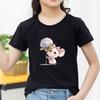 Kids Cotton T Shirt Cute Mouse Holding Hydrangea Flower Print Crew Neck Short Sleeve Tee Casual Boys Girls Summer Tops