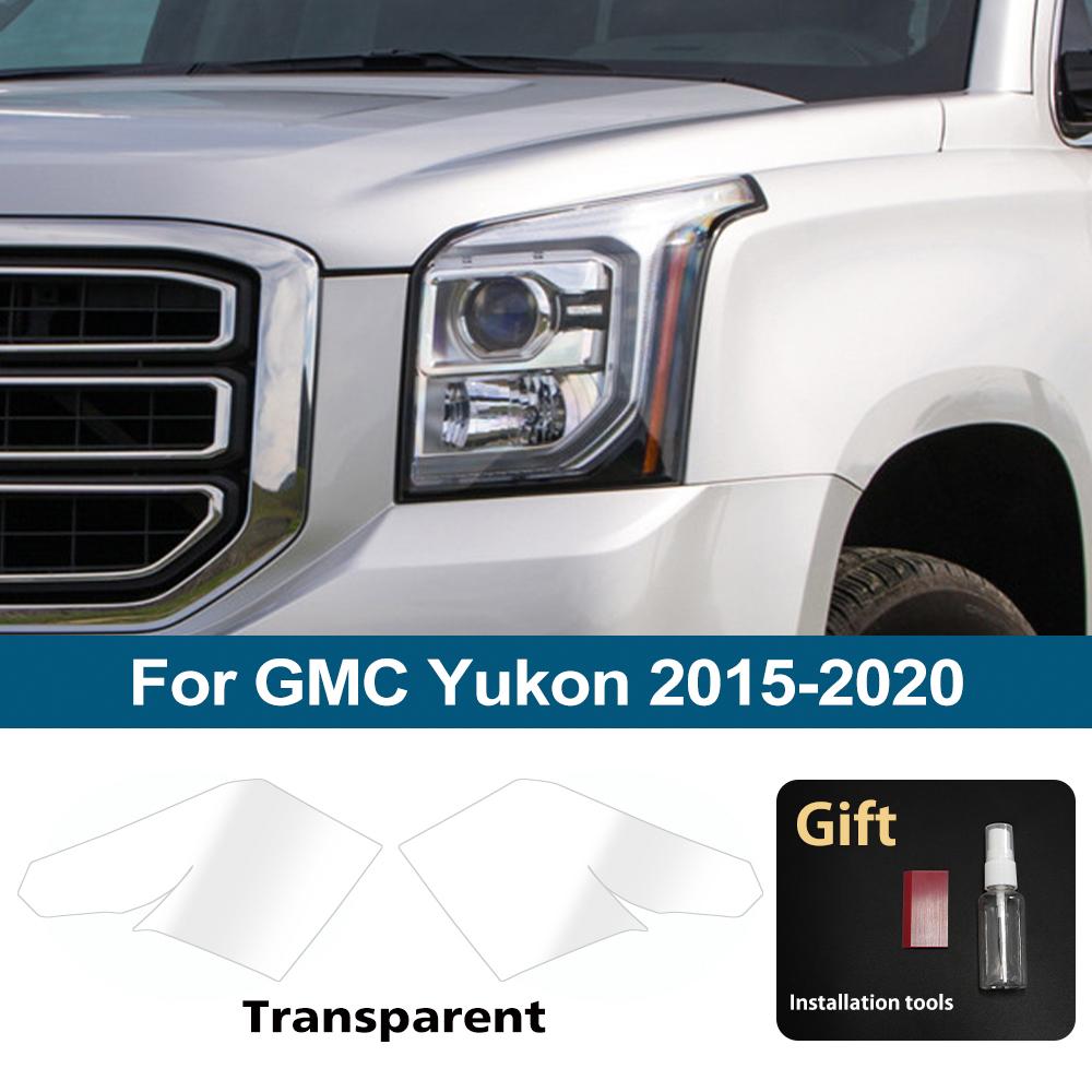 Для GMC Yukon 2015-2025 Высокоглянцевая дымчато-черная предварительно вырезанная защитная пленка для фар Комплект TPU PPF Антицарапающая виниловая обертка