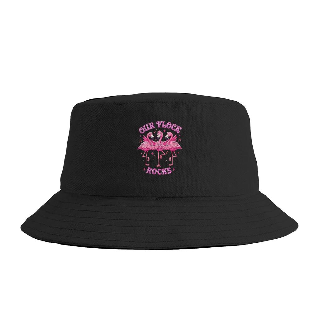 Our Flock Rocks Flamingo Summer Vacation Family Bucket Hat Street Style FisherUnisex Caps For Unisex Women Casual Hunting Sun Hats