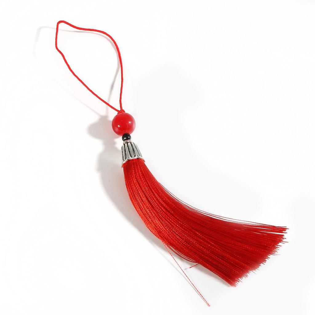 Silk Tassel Cords with Metal Caps Beads Tassel Charm Pendant Fit DIY Jewelry Making Findings