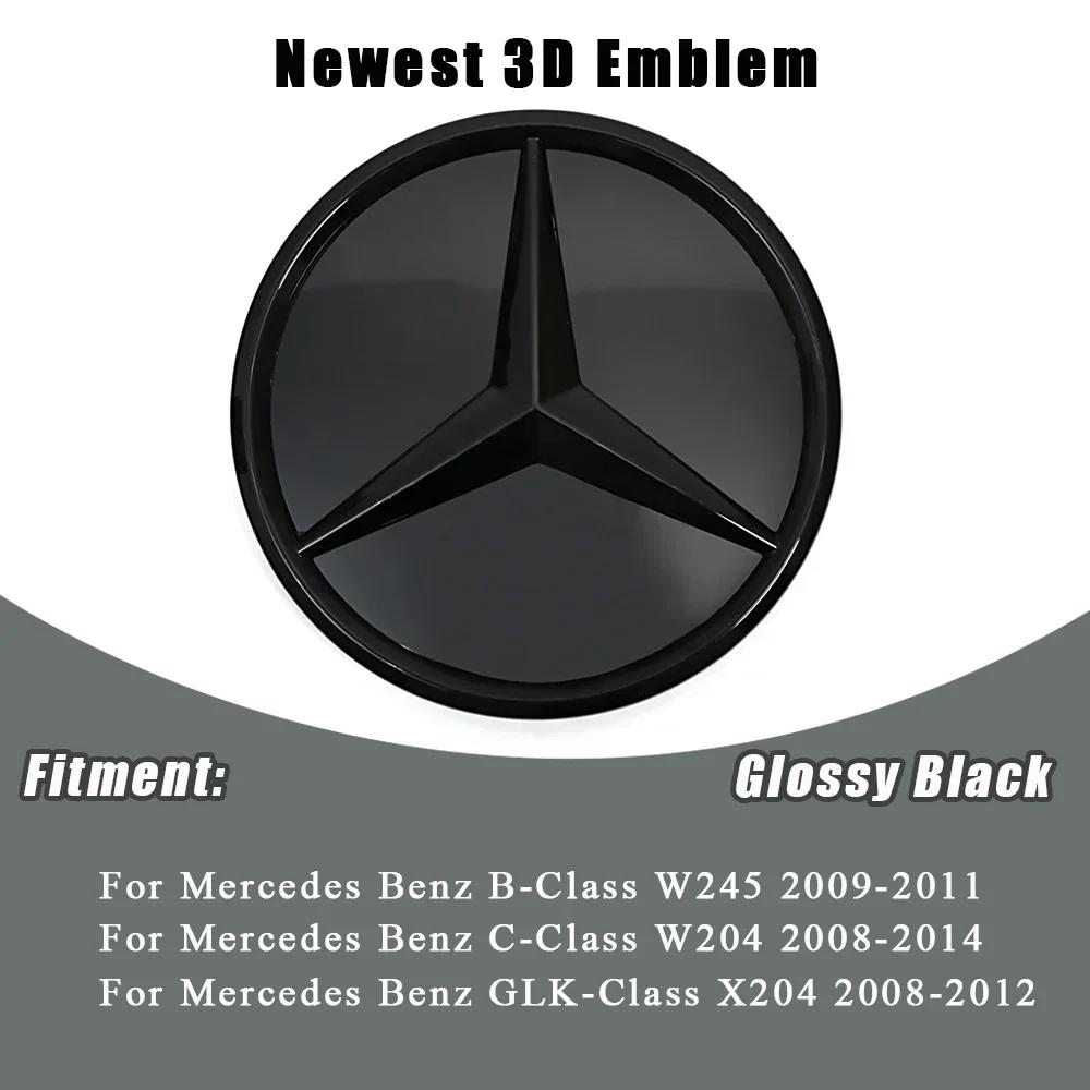 For Mercedes Benz W204 W245 X204 Class Front Grille Star Emblem Illuminated Logo Glossy Black and Chrome silver Newest 3D Style BF1