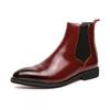 Men's Business Chelsea Boots Pointed Toe Red Sole Leather Ankle Boots High Top Slip On Casual Dress Shoes