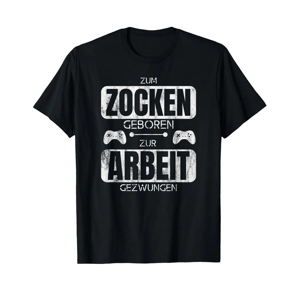 Born to Game Forced Work T Shirt vintage Washed Stretched homme streetwear Soft Versatile designer clothes graphic Casual