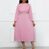Women's Dress Spring and Autumn Temperament Elegant Pressed Pleated Commuter OL Solid Colour Plus Size Dresses