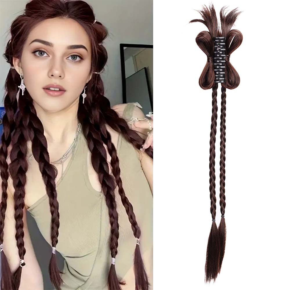 LISI HAIR 1 шт. синтетический длинный прямой конский хвостик-наращивание бабочка коготь в двух маленьких плетеных хвостиках аксессуары для волос для женщин