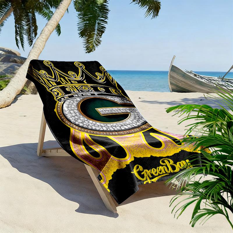 Green Bay Packers Print Beach Towel, Large Soft Quick Dry Towel for Beach Camping Swimming