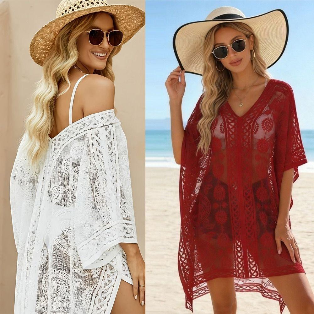 Floral Bohemian Shawl Plus Size Swimsuit Cover Up Breathable Sunscreen Beach Cover Up Vacation