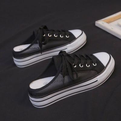 Стелька, увеличивающая рост, 5 см. Полутапочки из парусины. Женские универсальные белые туфли для студентов. Летние кружевные сетчатые женские туфли.