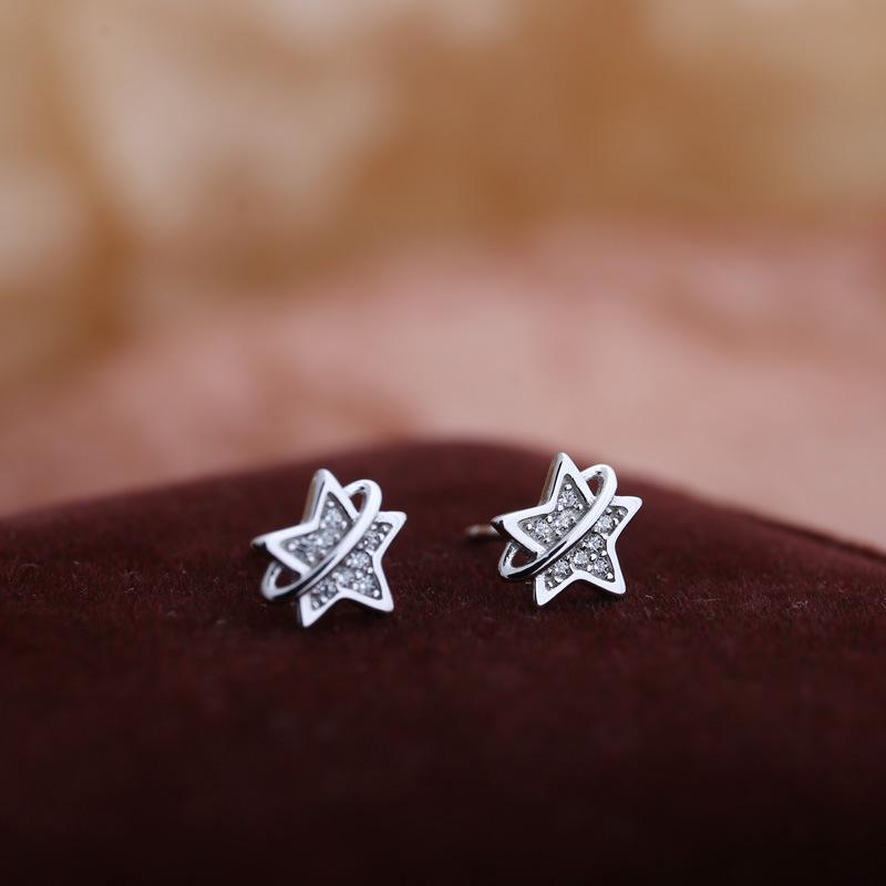 Diamond Five-pointed Star Earrings for Women Korean Version Small Cute Exquisite and Sweet Earrings Fashionable and Versatile Earrings