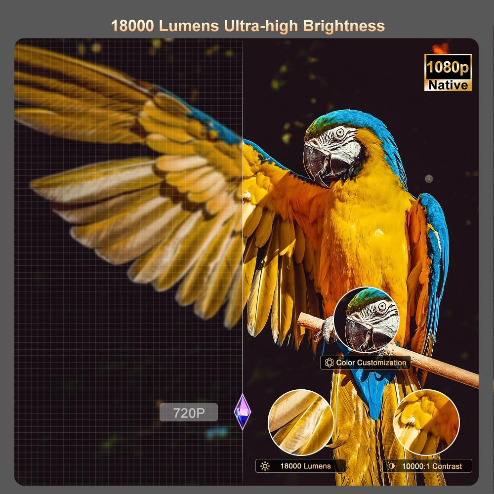 Buyzco YT007 Android 12 Full HD проектор 360 градусов подвес 4K видео Smart TV 1080P 18000 люмен проекторы 2+32 ГБ Театральный проектор