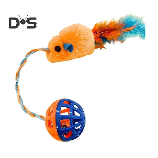 Интерактивная игрушка-мышка для кошек с колокольчиками, имитация плюшевой мыши, жевательная игрушка для кошек, пушистая игрушка-колокольчик для кошек, живущих в помещении