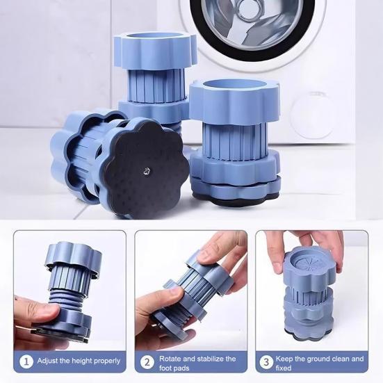 4Pcs Washing Machine Mat Universal Heightening Pads Easy Installation Anti-Vibration Shock Absorbing Washer Dryer Foot Pads