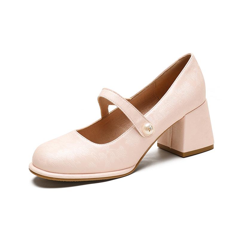 Leather Flat for Huizhou Women's Shoes Grape Mother Same Single Shoes French Spring New Mary Jane Shoes High Heels