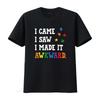 Mens I came saw made it Awkward Autism Awareness Puzzle T Shirt Black 4X Large vintage Washed graphic homme fashion Soft