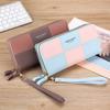 Wallet for Girls Long Handheld Wallet for Girls New Model with Three Color Splicing and Simple Zipper Wallet