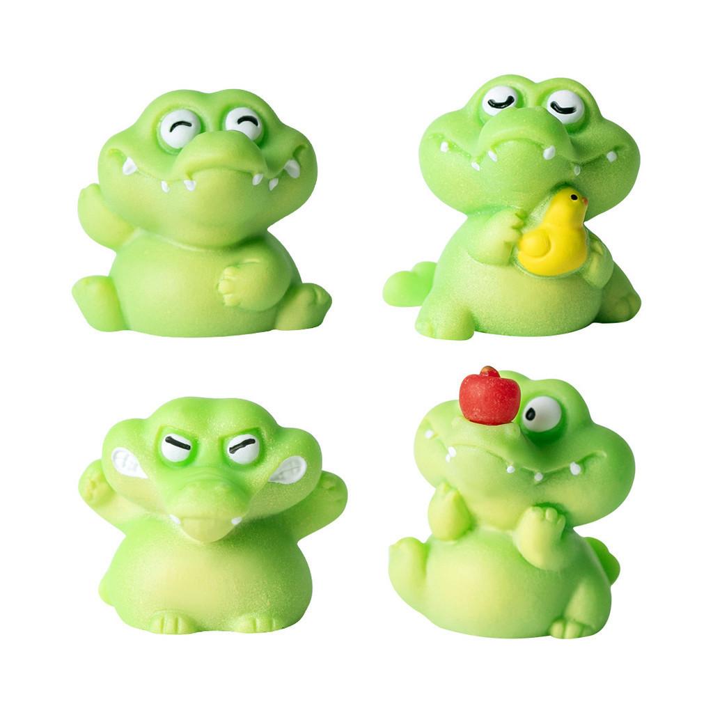 4Pcs/set Cartoon Alligator Animal Miniatures Resin Ornaments Diy Fairy Garden Decoration Micro Landscape