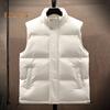 Men Waistcoat Stand Collar Sleeveless Zipper Placket Cotton Vest Coat with Side Pockets Solid Color Thickened Warm Quilted Vest Jacket