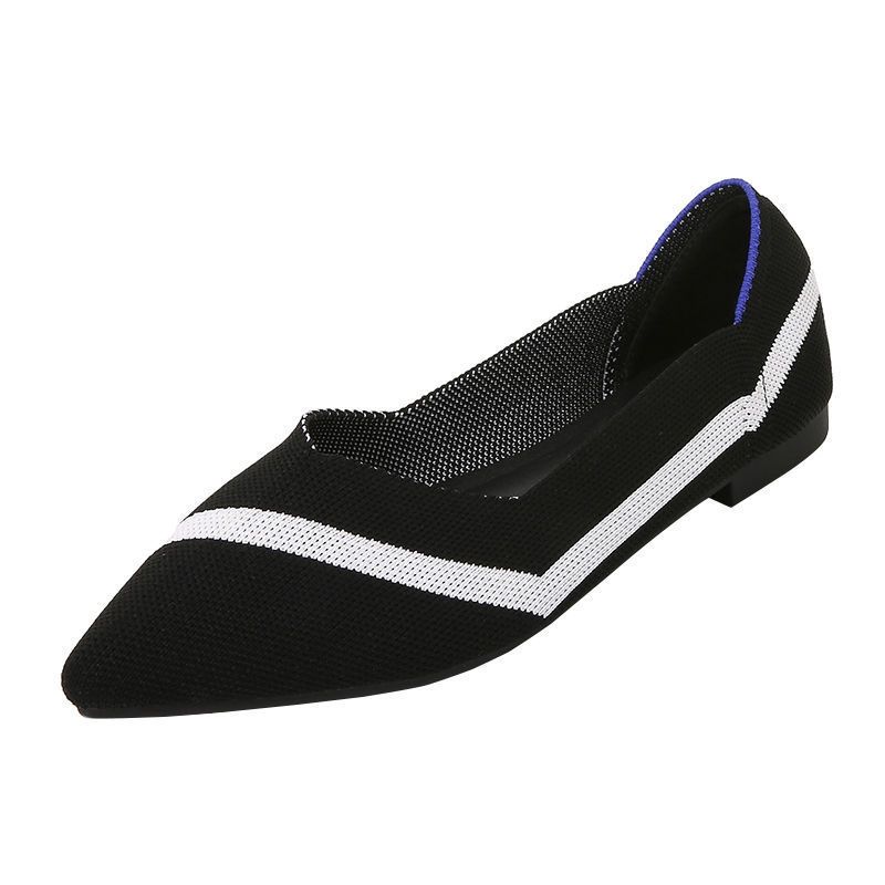 Туфли на плоской подошве с острым носком, дышащие летние туфли мелкой вязки, женская универсальная повседневная обувь с мягкой подошвой, обувь для ленивых, рабочая обувь
