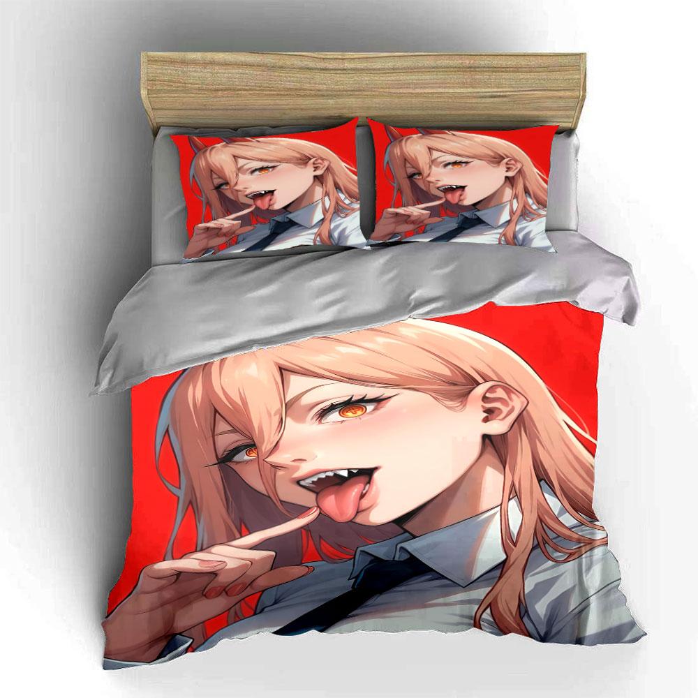 Anime-style woman illustration. Bedding sets Duvet cover sets Duvet covers Pillowcases(1 * Duvet Cover 2 * Pillowcases without duvet insert)