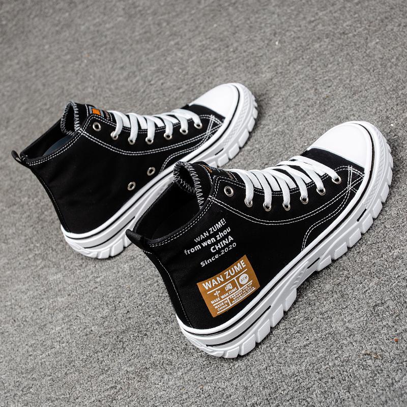 Модные мужские трендовые парусиновые туфли с высоким берцем. Мужская повседневная крутая обувь в уличном стиле. Кроссовки в стиле хип-хоп для подростков.