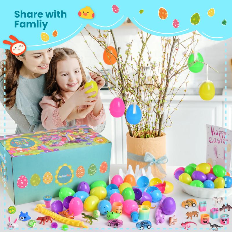 МАЛЕНЬКИЕ ИГРУШКИ, 100 ШТ. Предварительно заполненные пасхальные яйца – наполнители для корзин, призы за охоту на яйца и сувениры для вечеринок для детей, разноцветные подарки, наполнители для пасхальных корзин