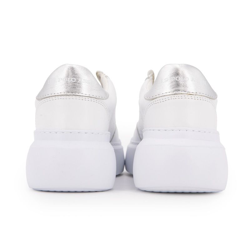 Белые кроссовки на шнуровке на толстой белой подошве Женские US POLO