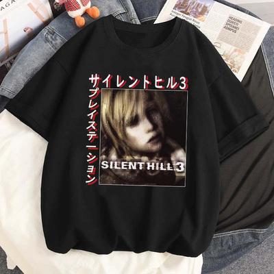 Игровая футболка с графическим принтом Silent Hill Модная мужская футболка с короткими рукавами Летняя женская повседневная футболка с круглым вырезом Уличная одежда Футболка Топы