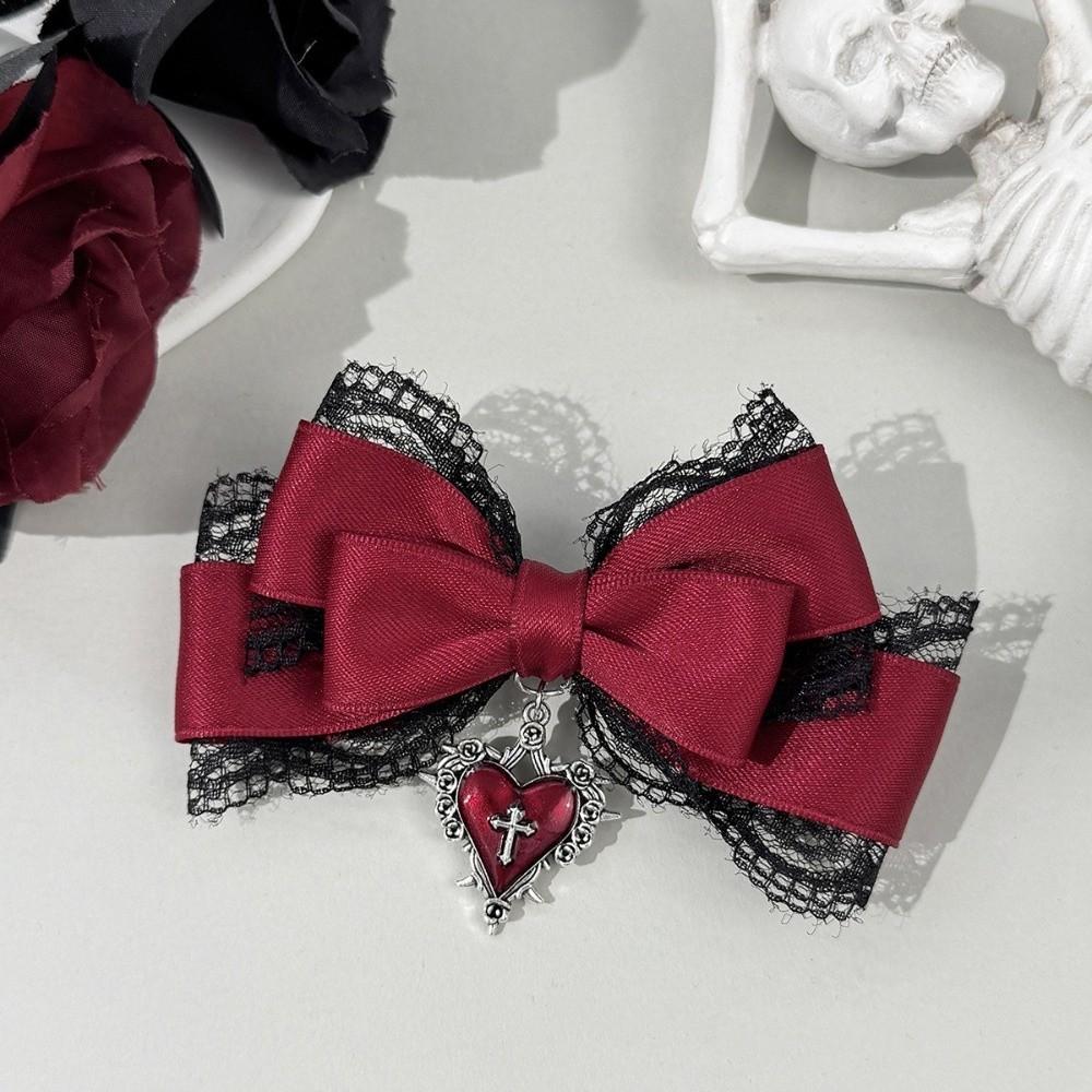 Gothic Cute Duckbill Clip Ribbon Hair Barrettes Cool Children Side Clip Daily Wear