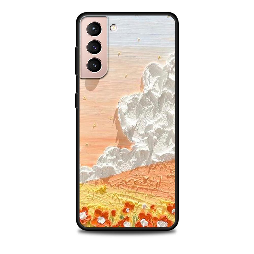 Чехол с изображением цветов в стиле ретро для Samsung Galaxy S22 Ultra, чехол для телефона S21 S20 FE S10 S9 S8 Plus S10e S7 Edge, черный мягкий