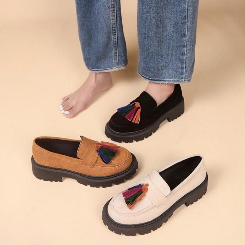 Женская обувь Новые женские туфли на толстой подошве в британском стиле Офисные женские легкие повседневные дизайнерские туфли Лоферы Zapatos De Mujer