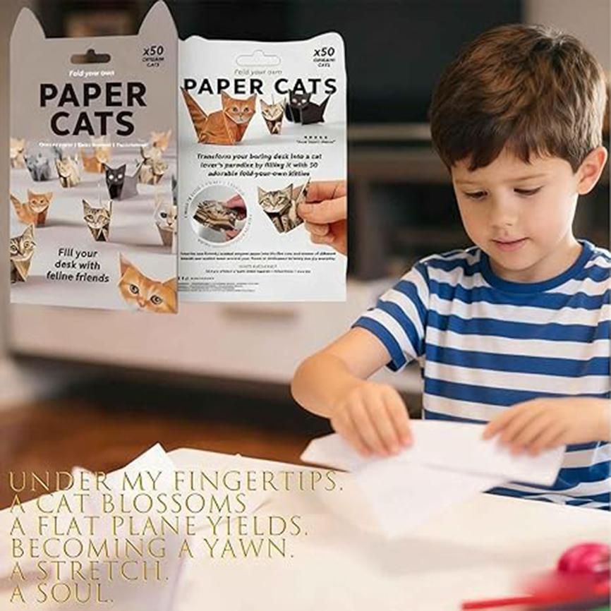 Креативные бумажные кошки своими руками Ручная работа Бумажная кошка Собака Динозавр Складывание Животных Складывание Ремесло Бумага Набор для Украшения Дома Подарки