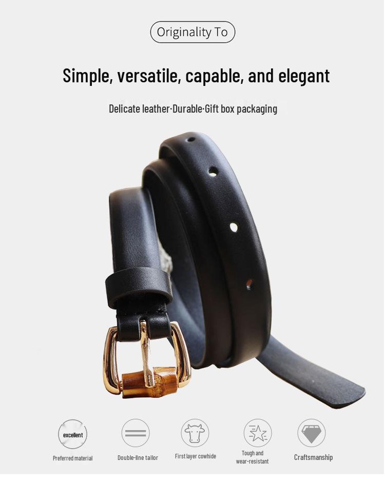 Женский винтажный ремень из натуральной кожи - Универсальная поясная цепочка для джинсов и повседневной одежды