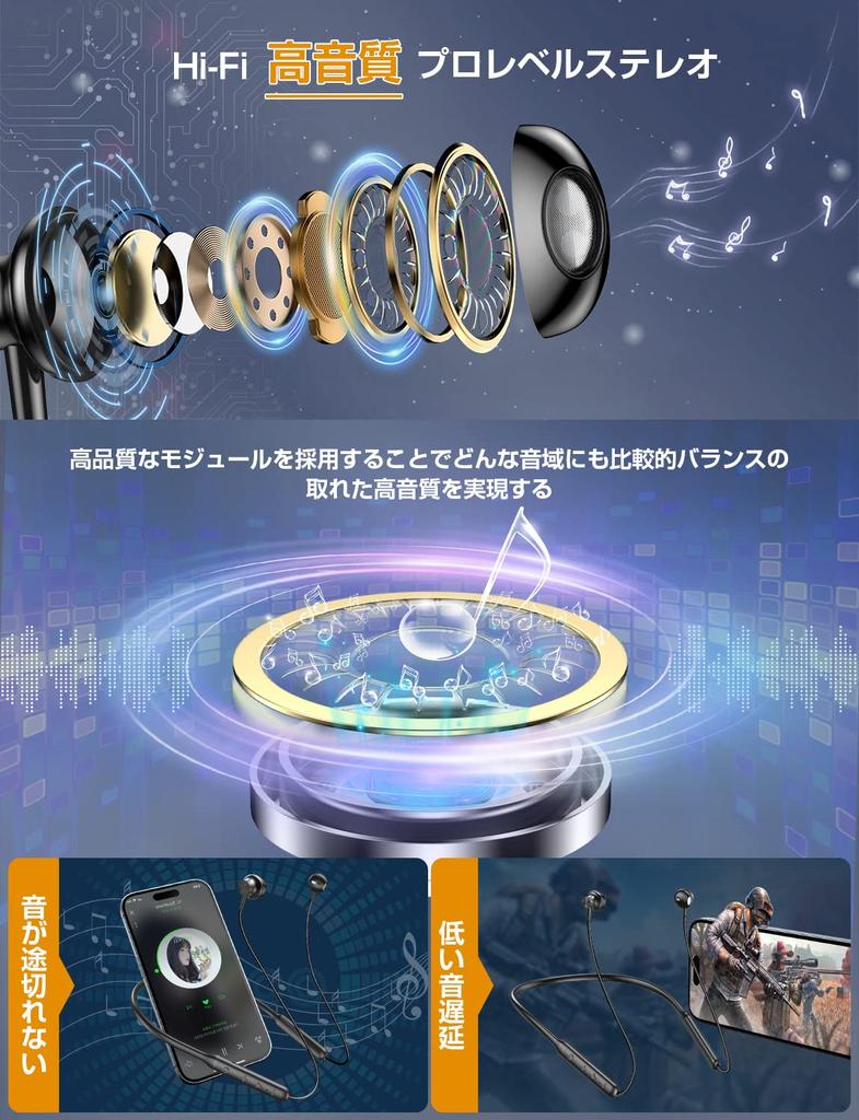 [New for 2025: Bluetooth Neckband Earphones with 38 Hours of Continuous Playback] Neckband Wireless Earphones with Bluetooth 5.3 Technology, CVC 8.0