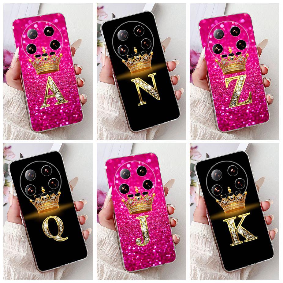 For Xiaomi 14 Ultra Case Mi 13 Ultra New Crown Letters Back Cover Soft Silicone Phone Case For Xiaomi 13 Ultra Mi 14Ultra Bumper
